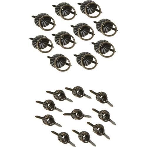 10pcs Green Bronze Color Ring Pin Handle Drawer Cabinet Desk Pull Knob Furniture