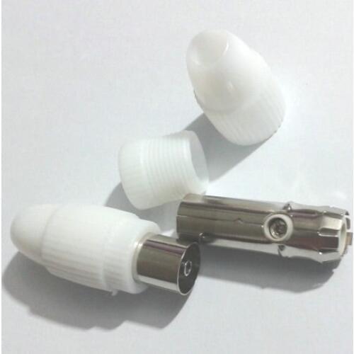 100 PCS white RF Antenna CATV TV Cable Female Plug Connector PAL Length 40 mm New