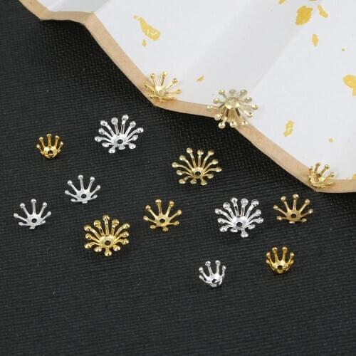 20pcs Gold Silver Brass Hollow Flower Beads Cap Spacer For DIY Earrings Bracelet Necklace Jewelry Making Connectors Accessories