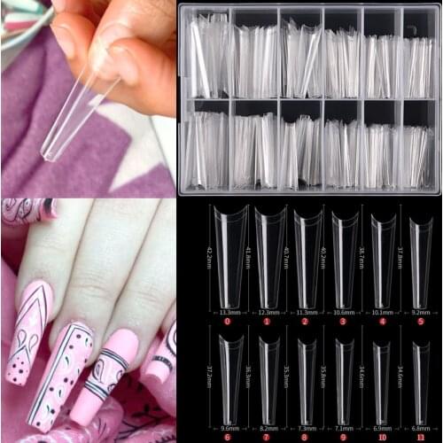 240pcs Square Gel X Nails Extension System Sculpted Clear Stiletto Coffin False Nail Tips Press On Nails capsules ongles en gel