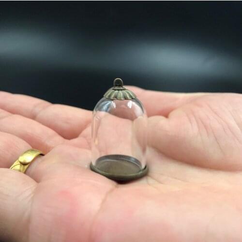 25x18mm clear tube glass globe base tray beads cap set diy glass vial pendant glass cover dome necklace pendant cute charms gift