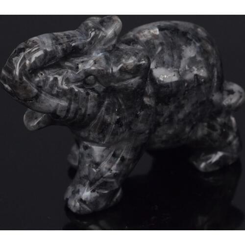 3"Natural LARVIKITE LABRADORITE Elephant Carved Figurine Stone Chakra Healing Reiki Stone Feng Shui Crafts