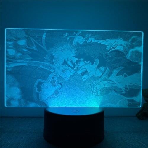 3D Lamp Action Figure Animated Real Ver. My Hero Academia Midoriya Fighting Bakugou NightLight Touch Decor Night Light Gift