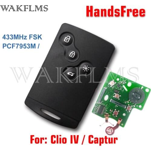4 Buttons 433MHz PCF7953 Chip Passive Keyless Go / Entry Remote Car Key Smart System For Renault Clio IV Captur