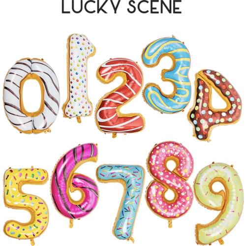 42’’ Donut Chocolate Dessert Big Number Childrens Birthday Party Aluminum Coating Balloon S00991