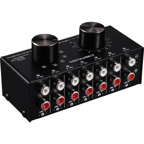 6 in 1 out Audio source signal selection switcher headphone speaker switch output volume adjustment lossless