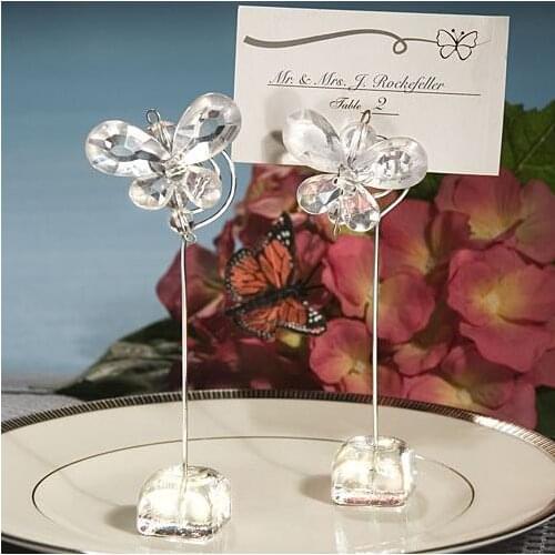 Free shipping factory directly sale 100PCS/LOT Wedding favor Exquisite Pink (White) Crystal Butterfly Place Card Holders