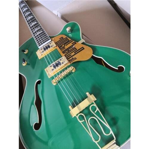 Free shipping unique 6 strings 6120 6136 electric guitar, green semi hollow sole guitar,gold tremolo bridge ,only one