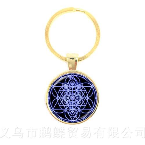 Mandala Parrern Keychains OM Yoga Glass Pendant European And American Jewelry Best Gift For Friends Key Holder