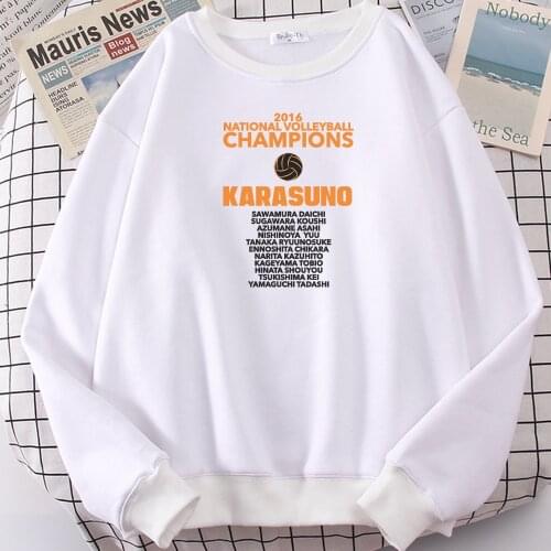 Black Winner Haikyuu Karasuno Letters Print Loose Vintage Streetwear Men Hooded Coldproof Vogue Male Sweatshirt Oversized Hoodie