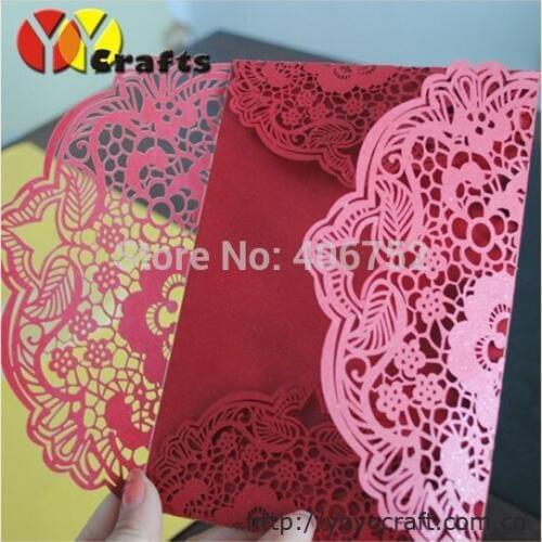 Four folding flower design laser cut invitation cards for factory opening,business party -INC139