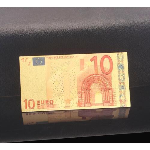 Colored Europe Gold Banknotes 10 20 50 100 200 500 Euro Banknotes In 24k Gold Foil Plated Fake Money for Collection Pack of 2 pc