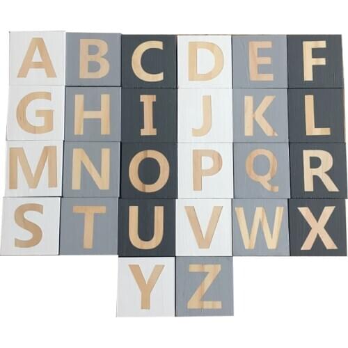 5CM Wooden ABC Blocks Alphabet Letters Square Cubes Crafts Kids Baby Montessori Puzzle Toys Keepsake Gift Room Decor Photo Props