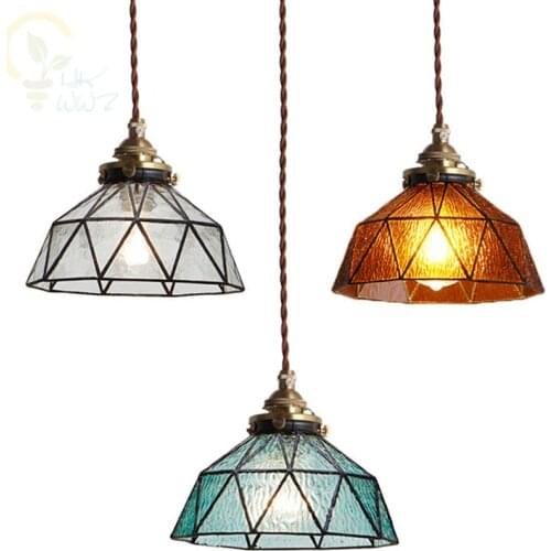 E27 Vintage Led Glass Pendant Handmade Brass Lamp Pendant lights kitchen bedroom bedside aisle restaurant Hanging Lamp