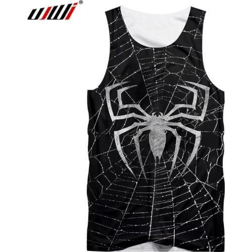 UJWI Personality 5XL Big Size Mens Tank Top 3D Animal New Man Printed Spider Web Clothing Free Shipping Tee Shirt