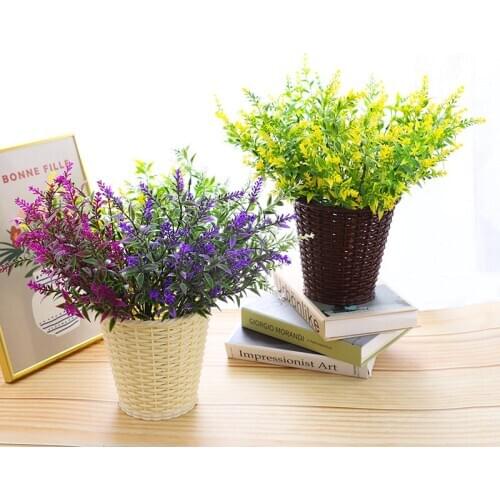 1/8 Bundles Artificial Plastic Lavender Flowers Outdoor Fake Flowers No Fade Plastic Plants Home Garden Porch Window Box Decorat
