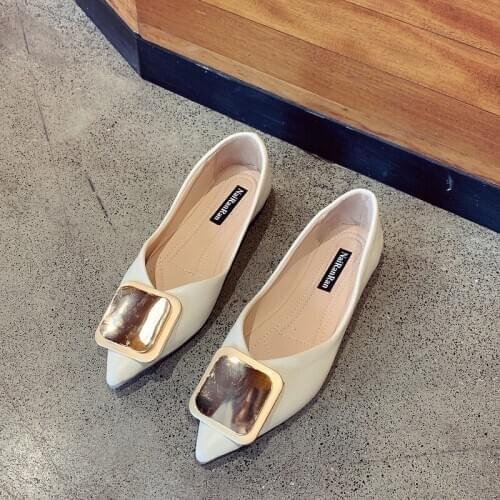 Classic Flat Shoes Women Spring Autumn Banquet Must-have Fashion Metal Decoration Retro Charm Luxury Style Sexy Mature W38-42