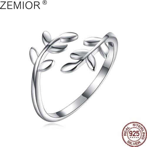 ZEMIOR Women Rings 925 Sterling Silver Minimalist Branches Open Adjustable Ring Elegant Female Fine Jewelry Gift New Arrival