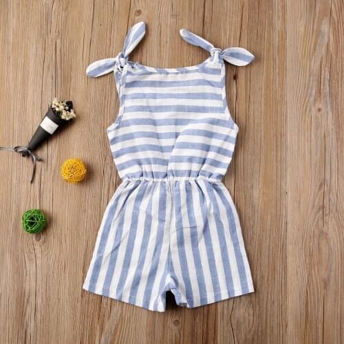 2020 New Fashion Baby Girls Clothes Cotton Jumpsuit Sleeveless Striped Sling Bodysuit Romper Summer Outfits