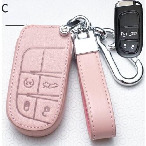 Leather Car Key Case Full Cover for Fiat Jeep for Dodge Ram 1500 Journey Charger Dart Challenger Durango Auto Accessories