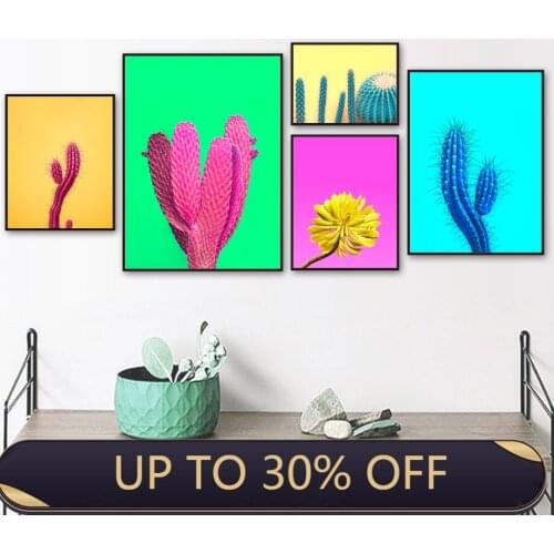 Colorful Boy Cactus Nordic Plants Posters And Prints Wall Art Canvas Painting Kids Wall Pictures For Living Room Decor