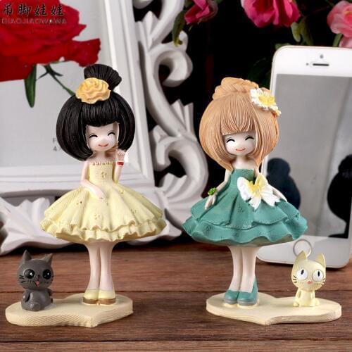 Resin Flower Girl Office Ornaments Creative Artware Cute Wedding Gift Home Decoration 1 Piece Free Shipping