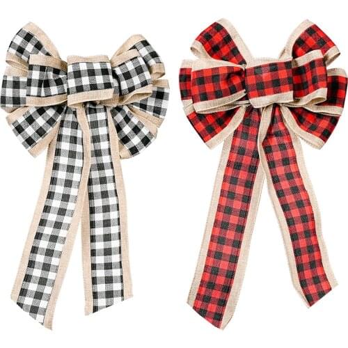 Ribbon Bow Top Decoration of Christmas Tree New Year Party Ornaments For Home Hotel Market School