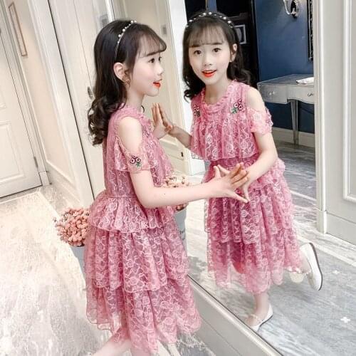 2020 Spring Summer Teenage Girl Chiffon Pleated Dress Kids Ruffles Polka Dot Dresses For Girls Baby Girl Clothing Vestidos S08