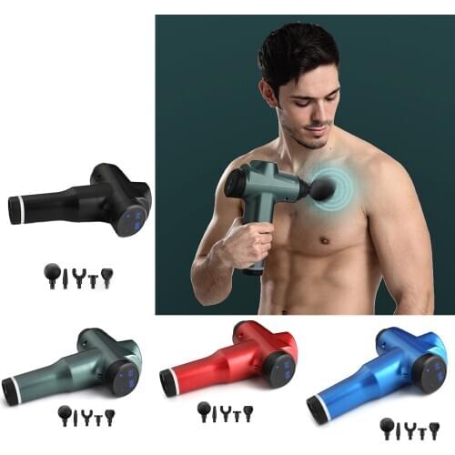 Mini Electric Massage Gun Deep Muscle Tissue Percussion Quiet Massager Tools 4 Heads 4 Speeds Acid Pain Relief Muscle Massager