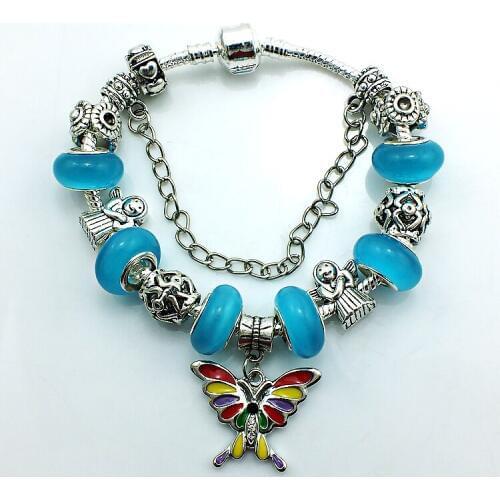 Fashion Personalised Infinity Bracelets Handmade Blue Acrylic Beaded Butterfly Charm Bracelets For Women Jewelry