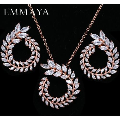 EMMAYA Trendy Women Pendant Necklace And Earrings Jewelry Sparkling AAA CZ Stone Jewelry Sets For Ladies