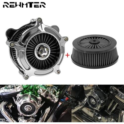 Motorcycle Chrome Air Filter Cleaner With Intake Grey Element Replacement Set For Harley Dyna Softail Touring Road Electra Glide