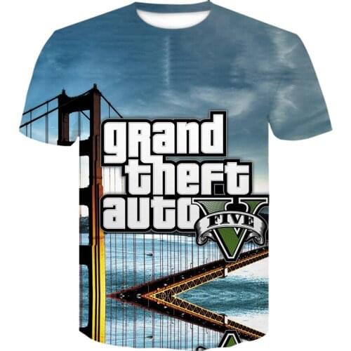 2021 New Summer Grand Theft Auto GTA5 T-shirt for Men Cool T-shirt for Men 3D Printing T-shirt Interesting Clothes t shirt