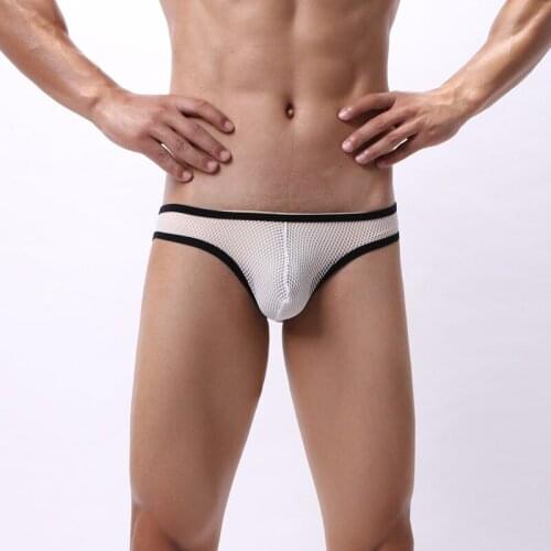 Mens Briefs Sexy Lingerie Mesh Transparent Underwear Hollow Out Penis Pouch Erotic Slip Gay Panties Ropa Interior Calzoncillos