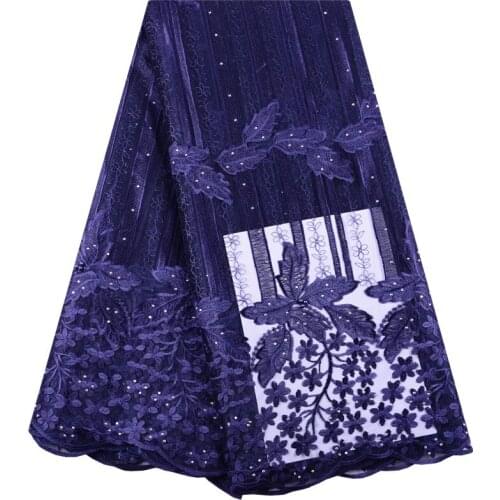 New Fashion African Stones Lace Fabric Latest French Net Lace Fabric For Evening Dress High Quality African Lace Fabric 1430