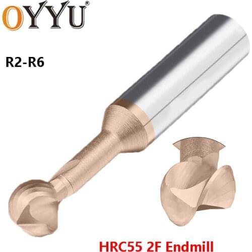 OYYU T-type Ball Head End Mills 3D Tungsten Steel Coated Solid Carbide Milling Cutter R2 R3 R4 R5 R6 T Shape CNC Endmill