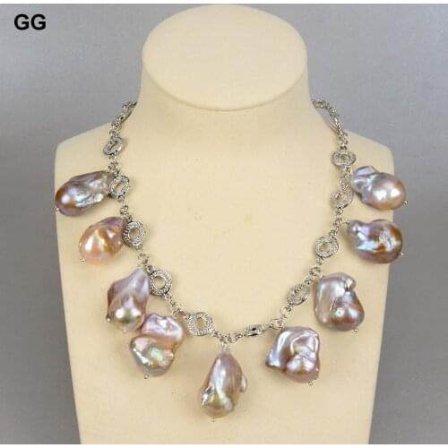 GuaiGuai Jewelry 25MM Natural Purple Keshi Pearl Necklace