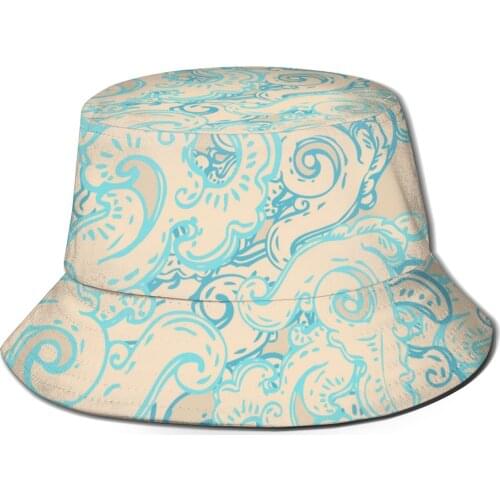 CINESSD New Fashion Bucket Hats Fisherman Caps For Women Men Gorras Summer Vintage Floral Oriental Geometric Pattern