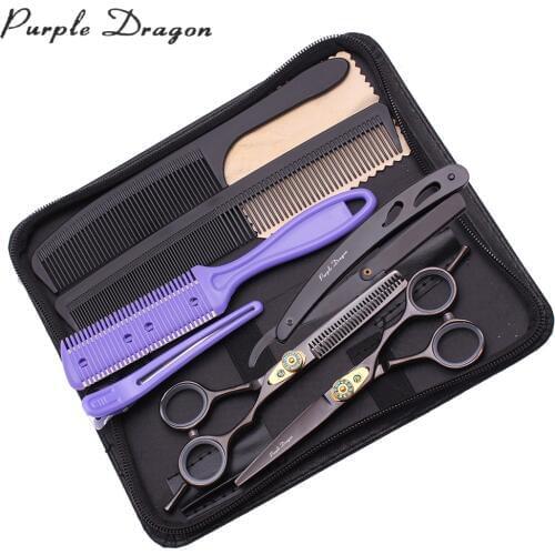 Hairdressers Scissors 5.5" Purple Dragon Japan Stainless 1020# Hair Thinning Scissors Barber Cutting Scissors Haircut Set Razor