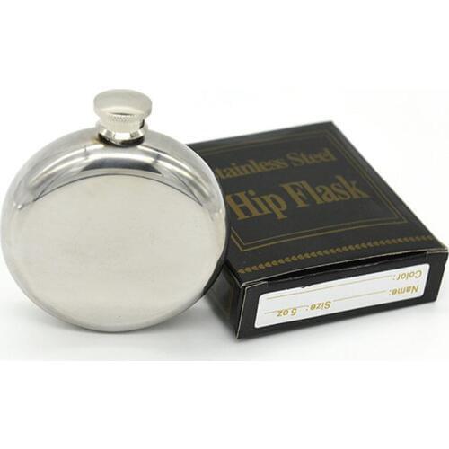 Mirror Surface 5oz Hip Flasks Portable Round Flagon Stainless Steel Wine Bottles Mens Russian Pocket Flasks LX4960