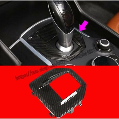 Fit For Alfa Romeo Giulia 2017-2019 Carbon Fiber Gear Shift Box Panel Cover Trim 1pcs