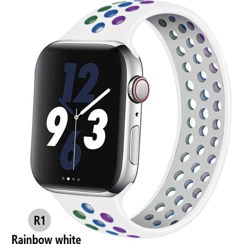 Silicone Solo Loop strap For Apple Watch Band 44mm 40mm 38mm 42mm Breathable Elastic Belt bracelet band iWatch Serie 3 4 5 SE 6