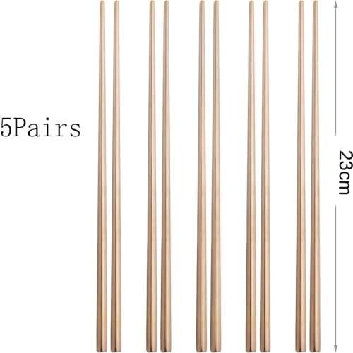 Rose 5 Pair Stainless Steel Set 18/10 Chopsticks Metal Chop Sticks Tableware Silver Gold Multicolor Home Party Festival Supplies