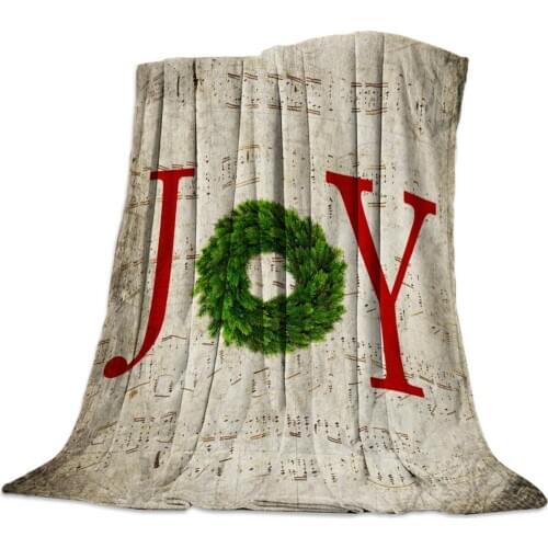 Joy Christmas Farm Wreath Throw Blanket Warm Microfiber Blanket Bedroom Sofa Supplies Blankets for Beds