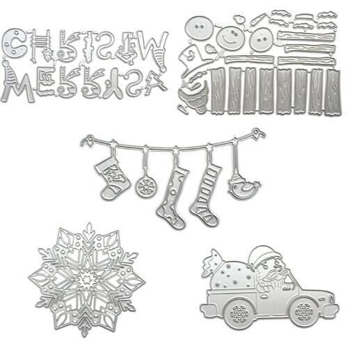 Merry Christmas Metal Cutting Dies Stencil Scrapbooking DIY Album Stamp Emboss H58C