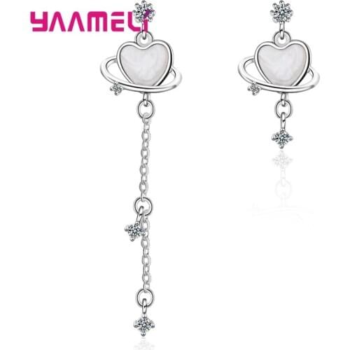 New 925 Sterling Silver Cubic Zircon Heart Asymmetrical Cuff Earrings For Women Girl Gift Jewelry Pendientes Oorbellen