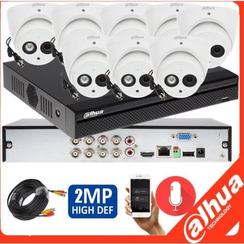 DAHUA 1080P HD CCTV camera Security CVI camera Built-in Mic HAC-HDW1200E-A 8CH HCVR5108HS-S3 Dome camera kit HDD with 20m Wire