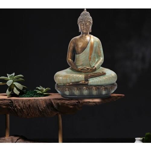 Buddha Statue Sculpture Home Decor Zen Garden Outdoor Decoration Bronze Color Meditation Buddha Figurines Ornaments