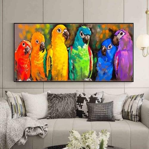 Modern Pictures Colorful Parrots Canvas Paintings For Living Room Prints & Posters Decorative Animal Art Cuadros
