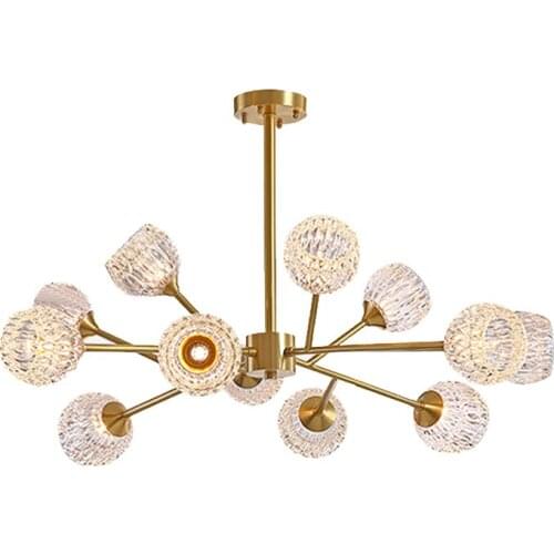 Post-Modern LED Chandeliers 6/9/12 Heads Crystal Molecular Lamp For Home Hotel Decor Luxury Copper Pendant Lights New Arrival